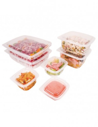 50 Boîtes Guillin OK1050 1000cc - Micro-ondable - Couvercle Charnière - PP Transparent